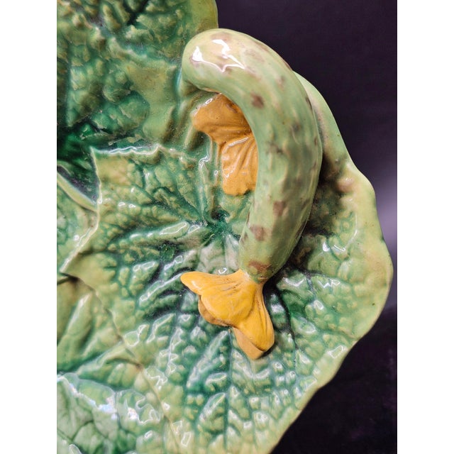 Antique c.1875 Victorian English George Jones Cucumber Platter 17" For Sale - Image 11 of 17