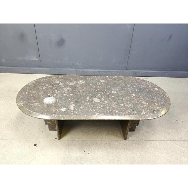 Vintage Italian Grey Marble Coffee Table, 1970s For Sale - Image 10 of 11