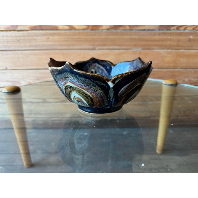 Folk Art Vintage Ken Edwards Lotus Bowl - Made in Mexico For Sale - Image 3 of 7