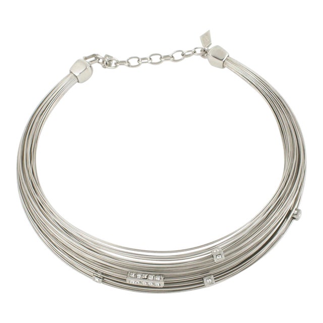 Thierry Mugler Silvered Metal Multi-Strand Wire Choker Necklace For Sale