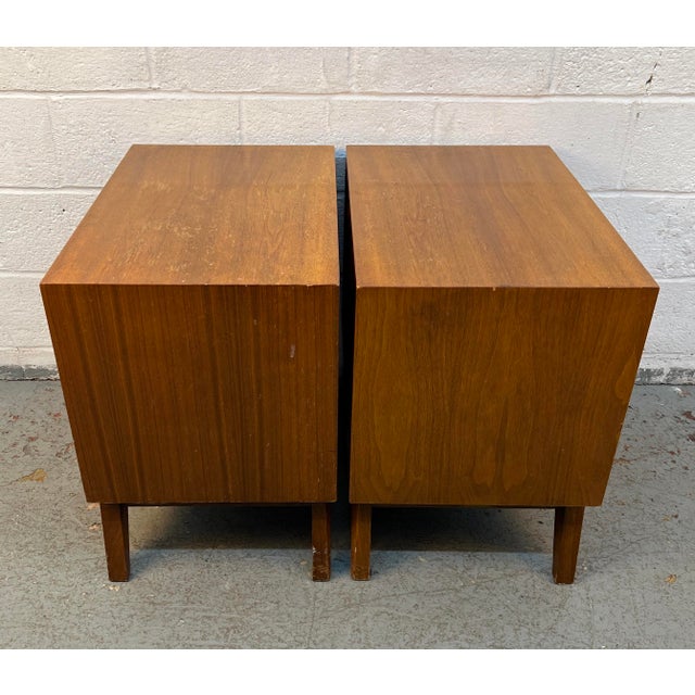 Brown Unique Mid-Century Walnut & Burl Diamond Front Night Stands For Sale - Image 8 of 15