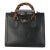 Black Dusty Grey Textured Dollar Calfskin Web Small Diana Tote For Sale