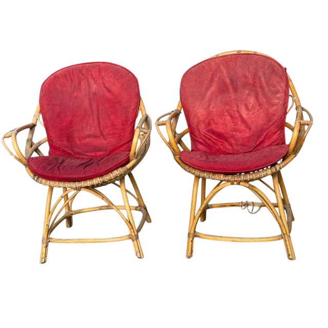 Vintage French Rattan Armchairs, 1960s, Set of 2 For Sale - Image 10 of 13