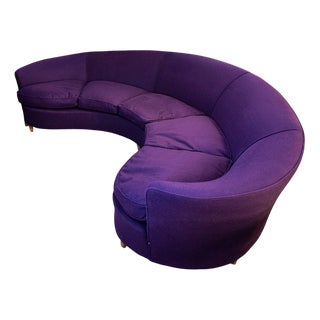 Vintage Italian Curved Sofa, 1950s For Sale