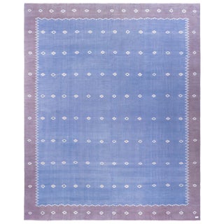 Doris Leslie Blau Mid-Century Indian Dhurrie Lavender Flatweave Cotton Rug For Sale