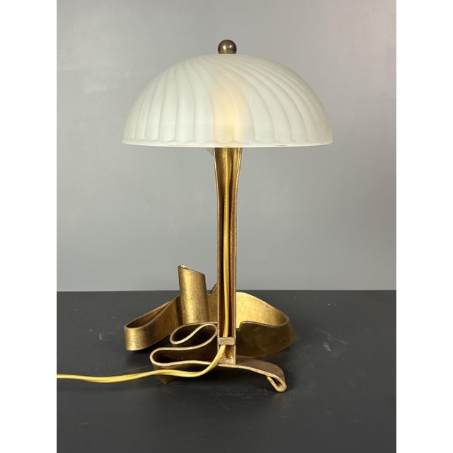 Mid-Century Modern Art Deco Style Handcrafted Wrought Iron Desk Lamp, 1980s For Sale - Image 3 of 18