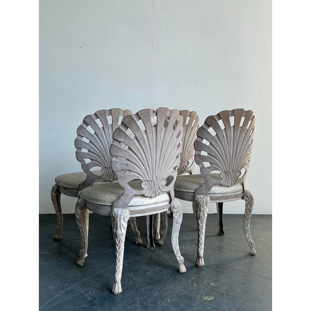 Vintage Coastal Cast Aluminum Grotto Dining Chairs - Set of 4 For Sale - Image 9 of 12
