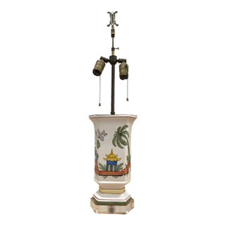 Mid Century Italian Lamp With Chinoiserie Pagoda, Palm Tree For Sale