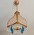 Vintage French Empire Brass & Crystal Pendant Light With Aqua Blue Drops - Pair Restored For Sale - Image 4 of 18