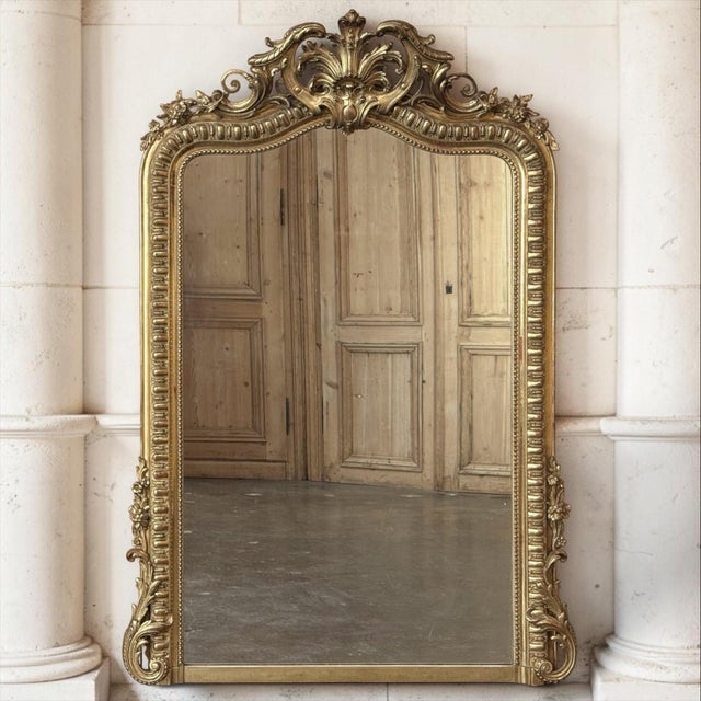 French 19th Century French Napoleon III Period Regence Style Gilded Mantel Mirror For Sale - Image 3 of 18