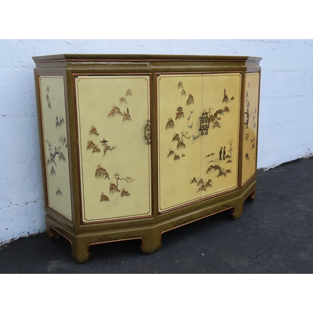 Wood Hollywood Regency Chinoiserie Painted Buffet Sideboard Storage Cabinet 6624 For Sale - Image 7 of 18