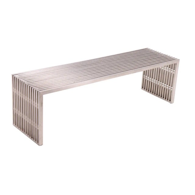 Silver Steel Bench from Milo Baughman, 1970s For Sale - Image 8 of 9