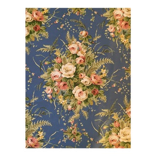 Ramm Kingsbury Made in England Glazed Cotton Chintz Botanical Fabric 2 1/2 Yards For Sale