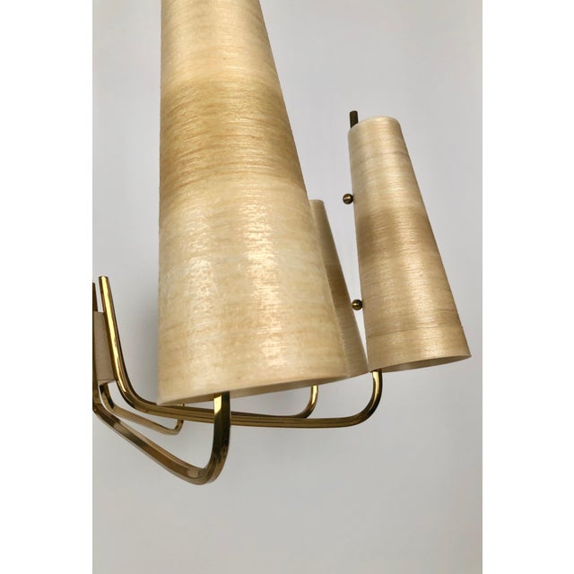 Rupert Nikoll Chandelier in Brass with Fiber Glass Shades by Rupert Nikoll, Austria, 1962 For Sale - Image 4 of 15