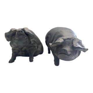 Vintage House Parts Inc Pot Belly Pigs Resin Farmhouse Decor Sculptures For Sale