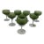 Vintage Sasaki Hand Blown Avocado Green Champagne Goblets - Set of 8 For Sale