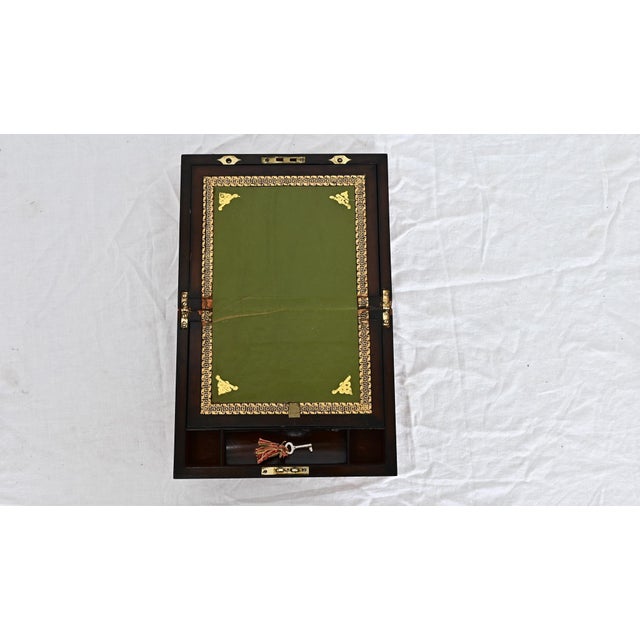 Brown English 19th Century Burl Marquetry and Inlay Writing Box For Sale - Image 8 of 13
