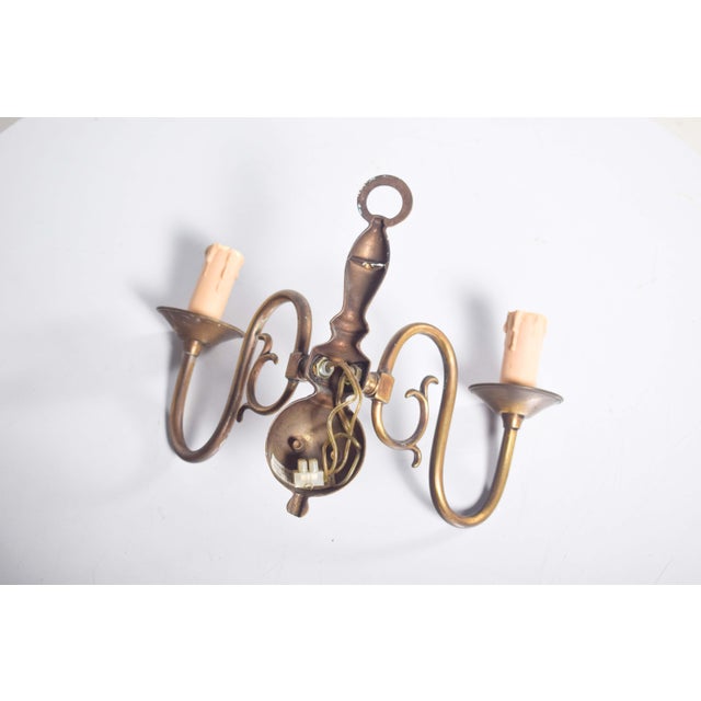 Gold Two-Arm Wall Light in Brass, 1920 For Sale - Image 8 of 11