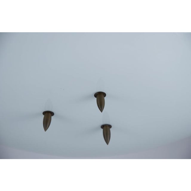 Metal Mid-Century Modern Brass and Sculptural White Glass Pendant Lamp, Italy, 1960s For Sale - Image 7 of 12
