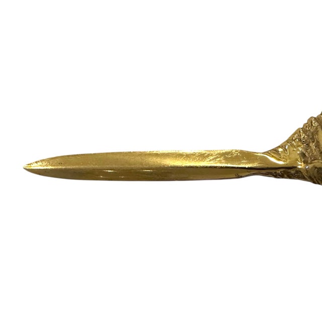 Vintage Brass Coastal / Nautical Conch / Whelk Shell Letter Opener / Knife For Sale - Image 4 of 4