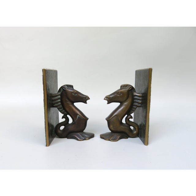 Sea Horse Bookends in Bronze, 1950s, Set of 2 For Sale - Image 4 of 16