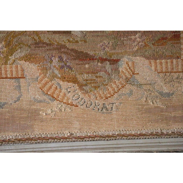 Antique French Needlepoint Firescreen | Louis XVI Style Hand-Painted & Gilt Wood Fireplace Screen | Cherub Tapestry For Sale - Image 18 of 18