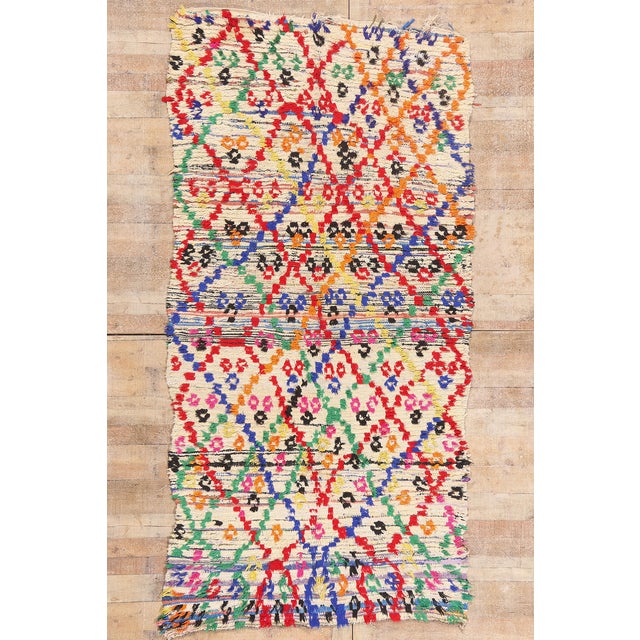 Vintage Azilal Boucherouite Moroccan Rug, 04'08 X 09'01 For Sale - Image 10 of 10