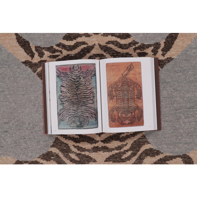 Rug & Kilim’s Distressed Tiger Rug in Gray With Beige and Brown Pictorial For Sale - Image 9 of 10