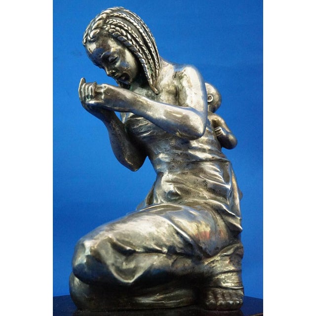 Enrico Bartoli, Sculpture of Maternity, 1800s, Ceramic Finished in Silver For Sale - Image 13 of 18