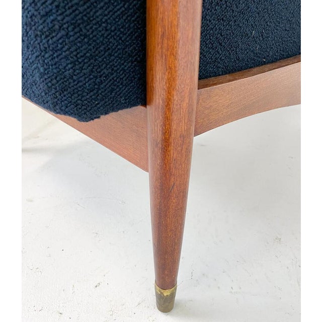 Blue Set of Mid-Century Modern Armchairs in Wood and Blue Boucle Fabric, Italy, 1960s For Sale - Image 8 of 9