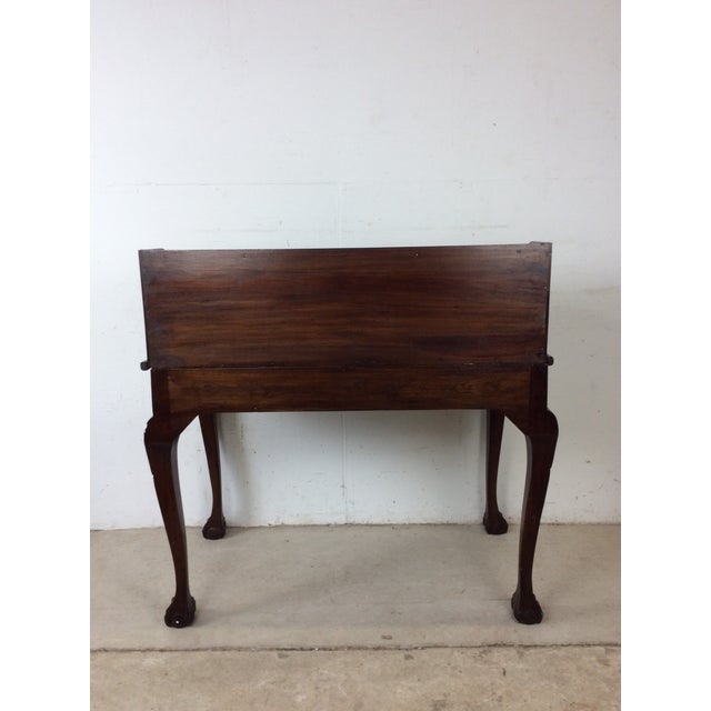 Vintage Walnut Chippendale Style Open Front Writing Desk With Brass Hardware For Sale - Image 15 of 18