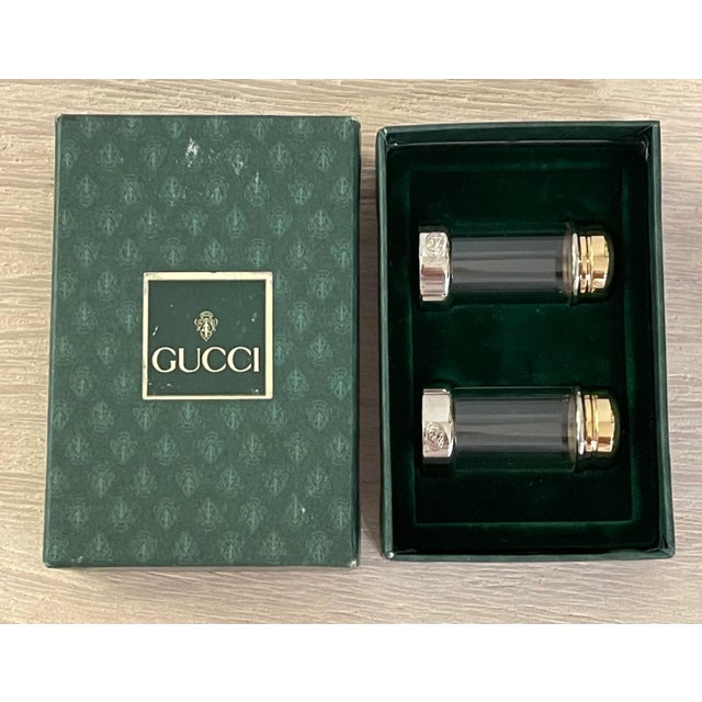 1980s Gucci Silver and Brass Salt and Pepper Shakers For Sale - Image 5 of 12