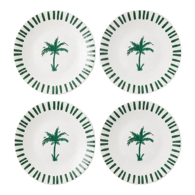 Anthropologie X Fern & Co. "Tarlenare" Palm Tree Salad Plates - Set of 4 For Sale