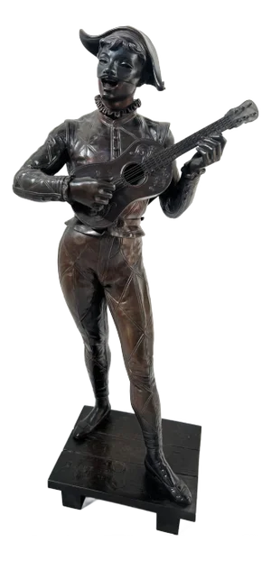 Bronze Harlequin Playing the Guitar by Debut Marcel