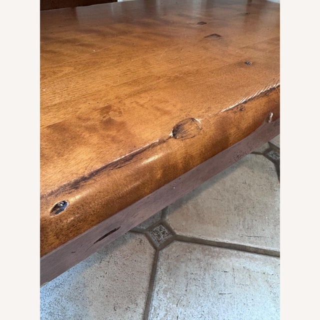 2010s Custom Solid Wood Farmhouse Dining Table Set For Sale - Image 5 of 7