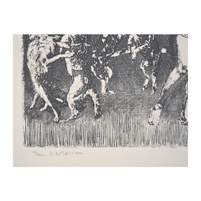Vintage -- Surrealist Figurative Etching -- "The Visitation" by Herbert L. Fink For Sale - Image 4 of 4