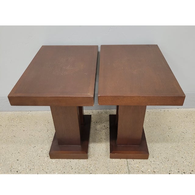 1960s Vintage Pair of Contemporary Mahogany Side Tables For Sale - Image 5 of 8