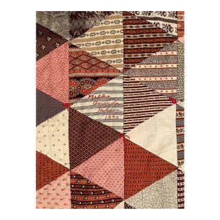 Circa 1890 Signed/Dated Flying Geese Pattern Quilt For Sale