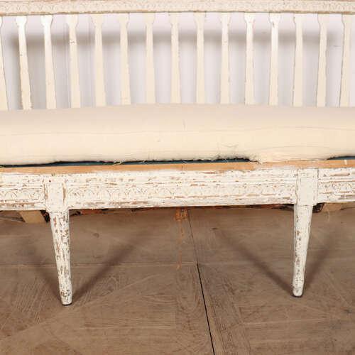 Wood Swedish Original Painted Settle Bench For Sale - Image 7 of 9