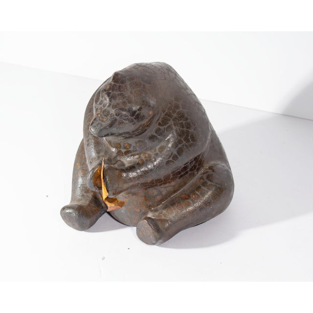 Metal Raku Pottery Bear With Copper Fish by Tony Evans For Sale - Image 7 of 9