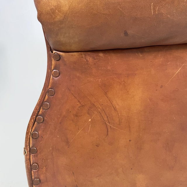 Art Nouveau Armchairs with Armrest in Brown Leather, England, 1920s, Set of 2 For Sale - Image 18 of 18