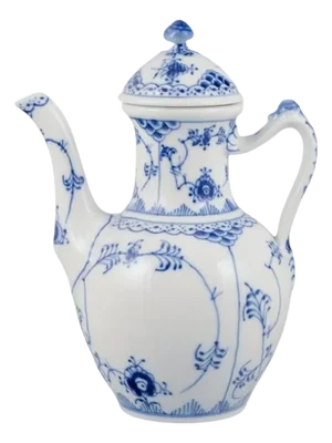 Blue Fluted Half Lace Coffee Pot in Porcelain from Royal Copenhagen, 1960s