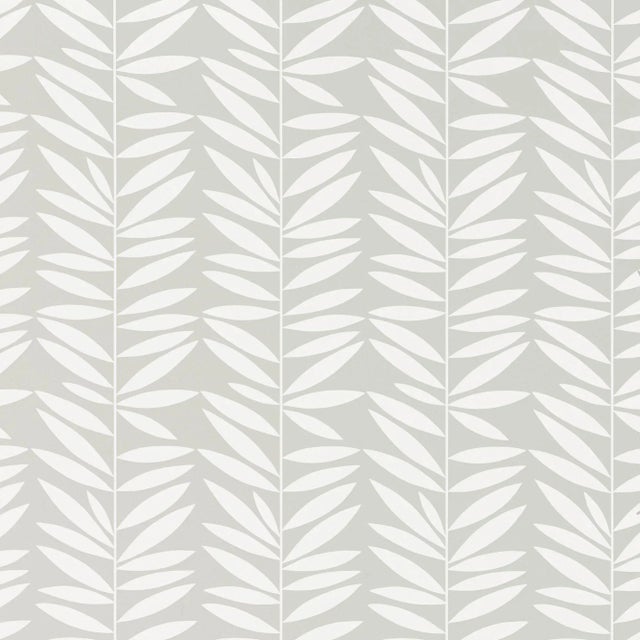 Mid-Century Modern Sample - Schumacher Leaf Stripe Wallpaper in Mist For Sale - Image 3 of 3