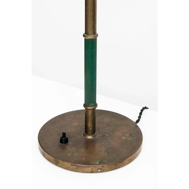 1940s Modern Danish Brass and Vinyl Table Lamp by Vilhelm Lauritzen, 1940s For Sale - Image 5 of 8
