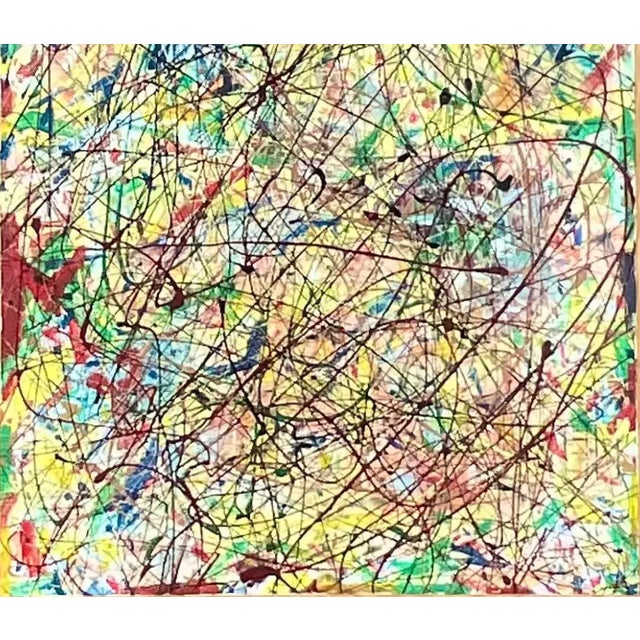 Vintage Abstract Expressionist Painting Signed Lincoln Park For Sale - Image 12 of 12