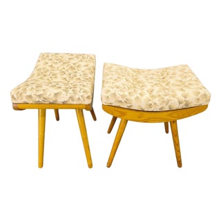 Mid-Century Modern Maple Ottomans, Czechoslovakia, 1960s, Set of 2 For Sale