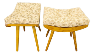 Mid-Century Modern Maple Ottomans, Czechoslovakia, 1960s, Set of 2