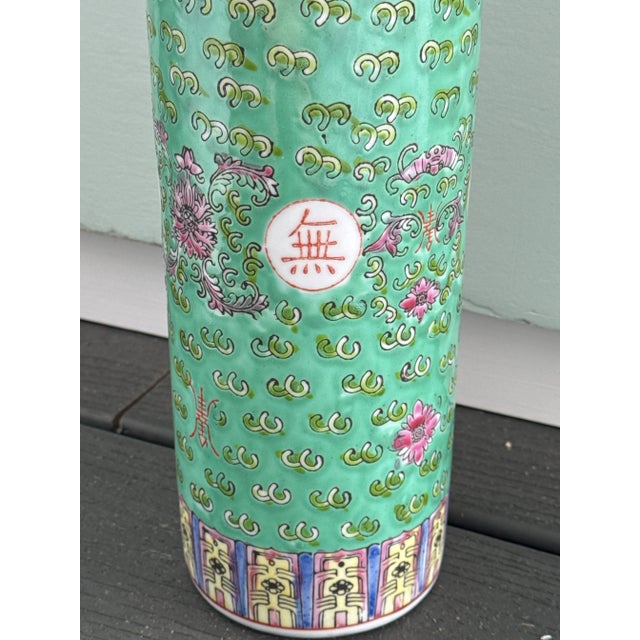 Vintage Chinese Ceramic Umbrella Stand / Vase For Sale - Image 10 of 10