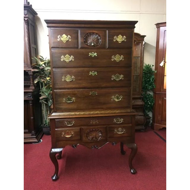 Henkel Harris Furniture Vintage High Chest of Drawers High Chest of Drawers Solid Wood Black Cherry For Sale - Image 12 of 12