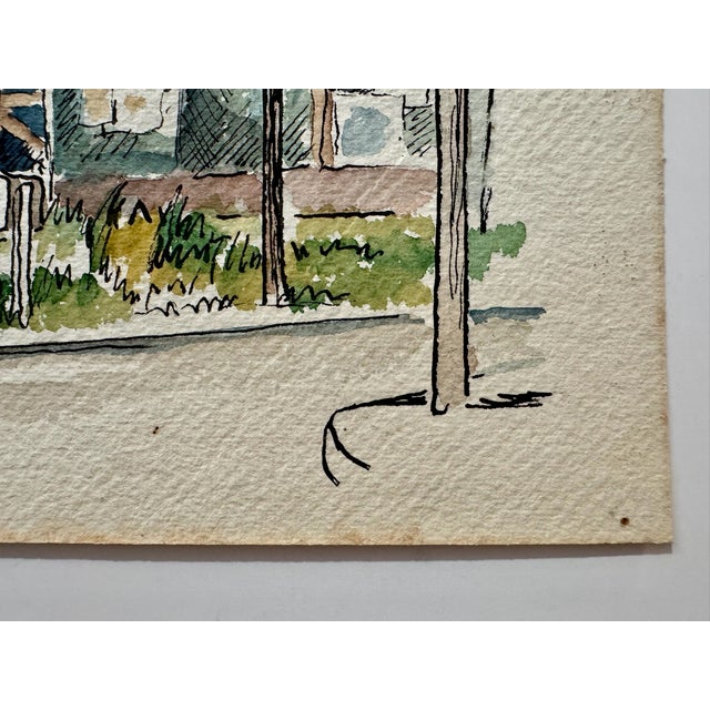 Henry Emil Salloch Original Watercolor on Paper Urban Streetscape Sketch. For Sale - Image 4 of 6